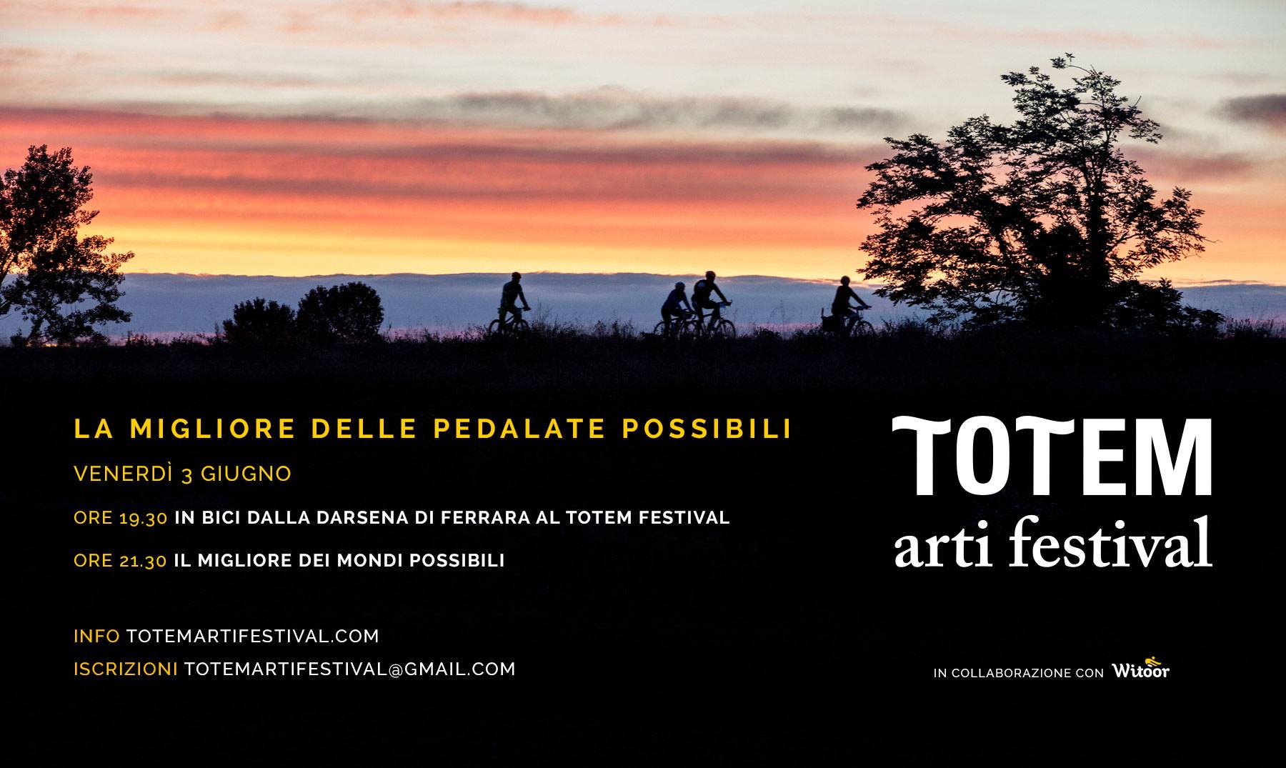 Totem Arti Festival e Witoor: cicloturismo e arte per un festival sul fiume Po, dal 3 al 5 giugno a Ferrara