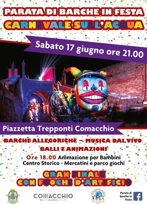 Carnevale sull’acqua: il 17 giugno a Comacchio la parata di barche in festa organizzata dalla cooperativa sociale Girogirotondo