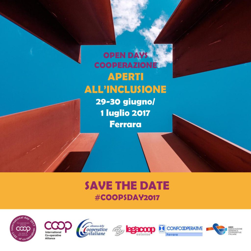 SAVE THE DATE – “Aperti all’inclusione”: dal 29 giugno al 1 luglio a Ferrara gli Open Days della cooperazione