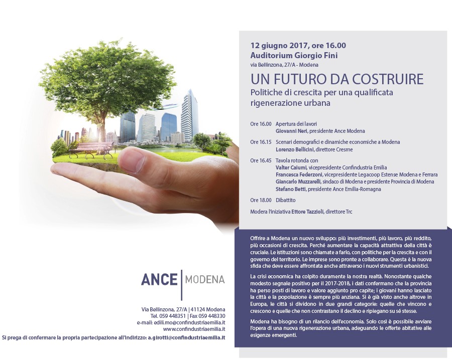 Convegno “UN FUTURO DA COSTRUIRE – Politiche di crescita per una qualificata rigenerazione urbana”