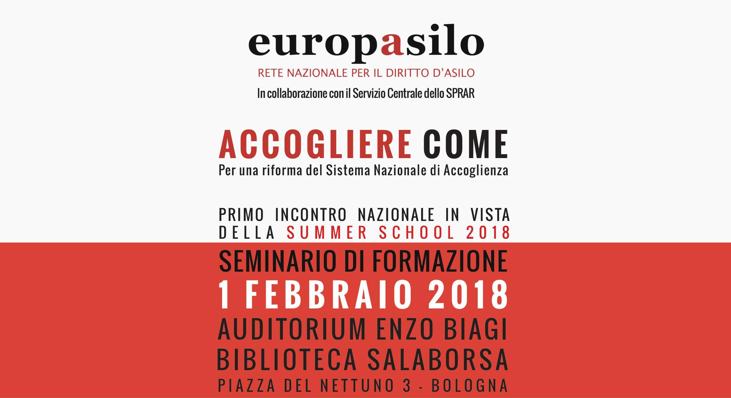 Accogliere come. Per una riforma del Sistema Nazionale di Accoglienza. L’1 febbraio a Bologna una giornata di formazione per addetti al settore