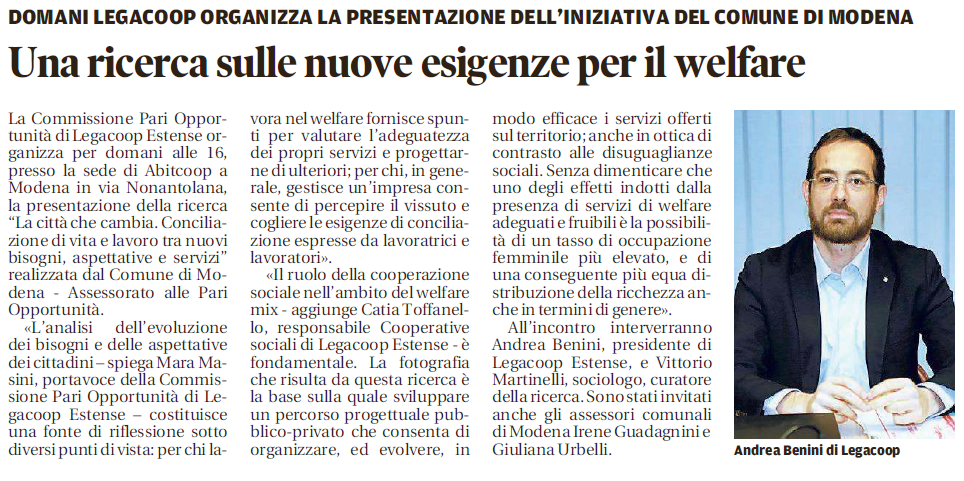 “La città che cambia”: le cooperative di Legacoop Estense si confrontano sull’evoluzione dei bisogni e delle aspettative dei modenesi