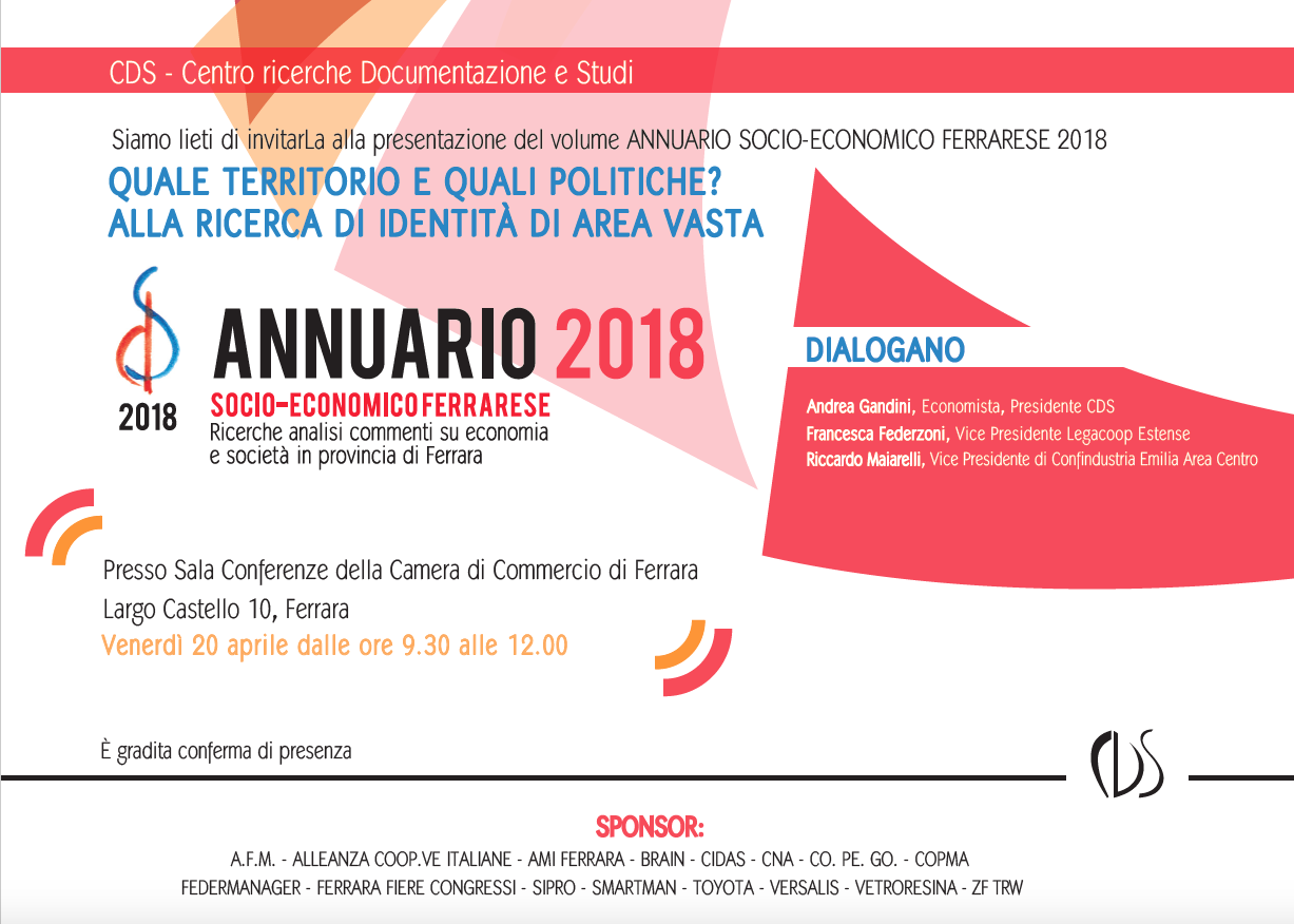 La cooperativa CDS presenta l’Annuario Socio Economico della provincia di Ferrara, il 20 aprile in Camera di Commercio