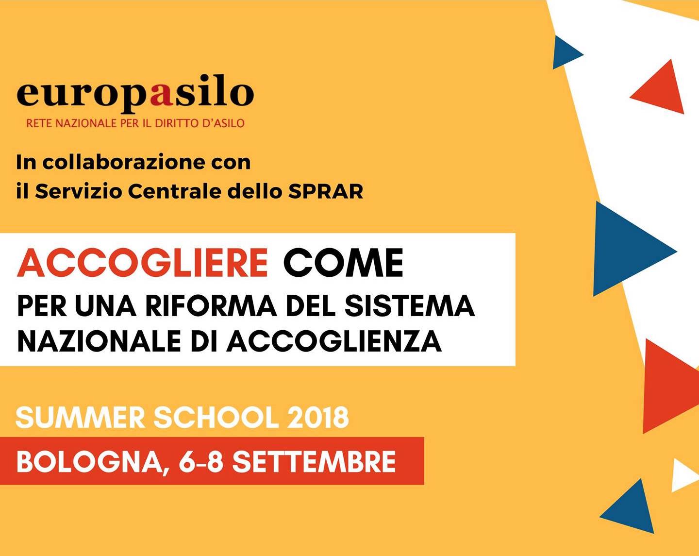 “Accogliere Come. Per una riforma del Sistema Nazionale di Accoglienza”: dal 6 all’8 settembre a Bologna la Summer School di Europasilo