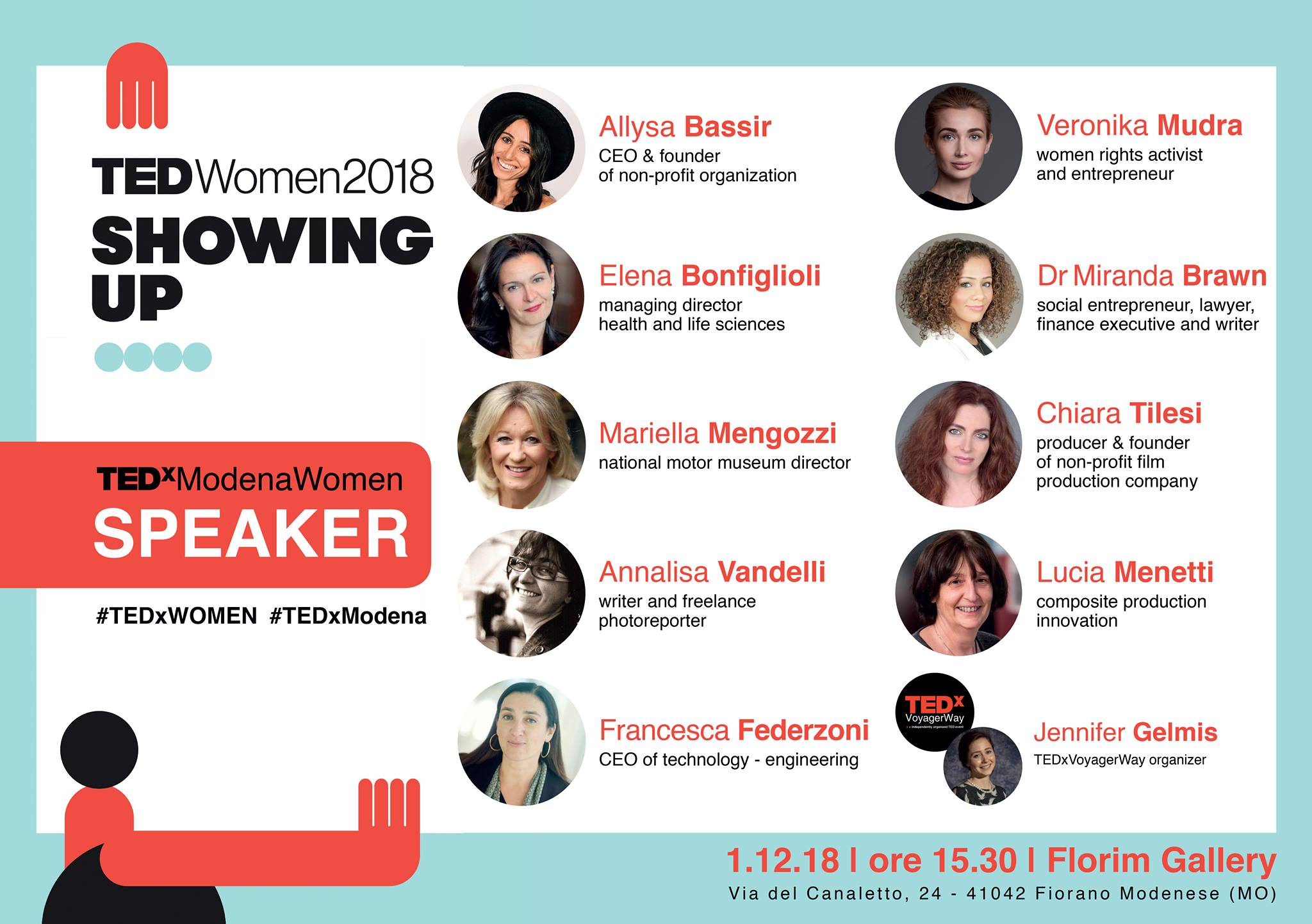 TEDxModenaWomen: Showing Up, sabato 1 dicembre ore 15.30. Fra le speaker l’Ing. Francesca Federzoni