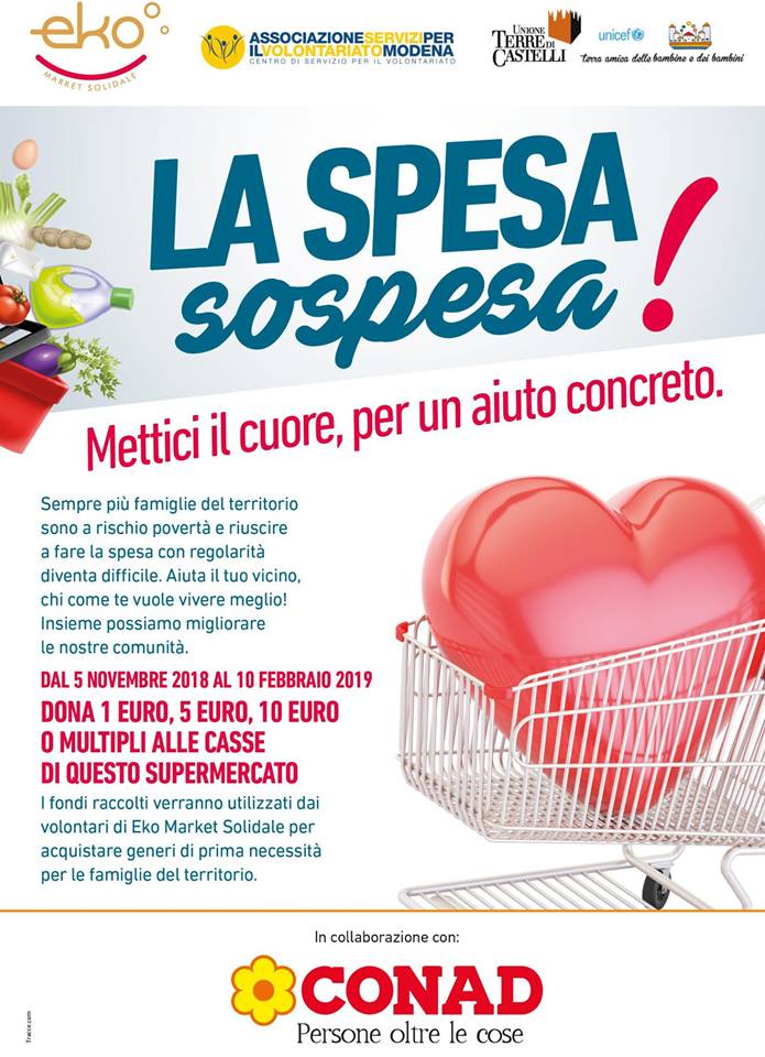 Al Conad c’è la “Spesa sospesa” per aiutare le famiglie indigenti. E sabato 10 novembre la solidarietà cresce!