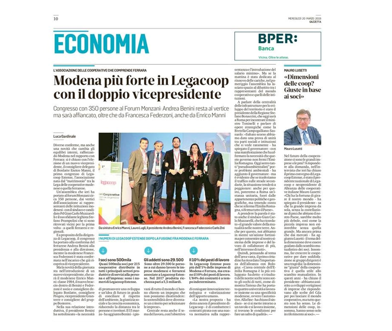 Modena più forte in Legacoop con il doppio vicepresidente