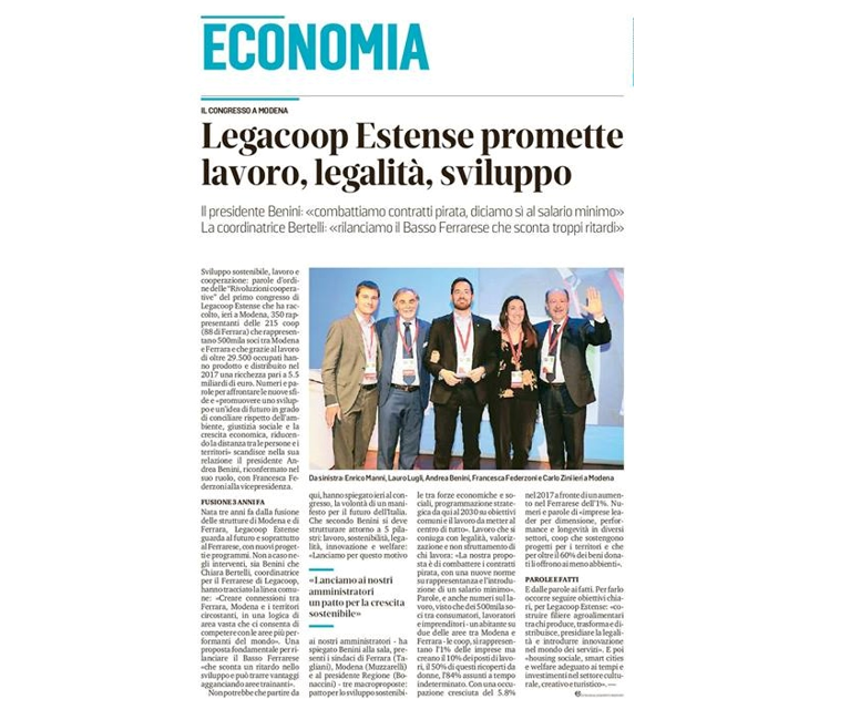 Legacoop Estense promette lavoro, legalità, sviluppo