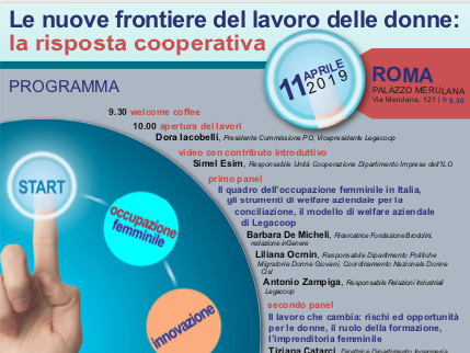 “Le nuove frontiere del lavoro delle donne: la risposta cooperativa”, Roma 11 aprile