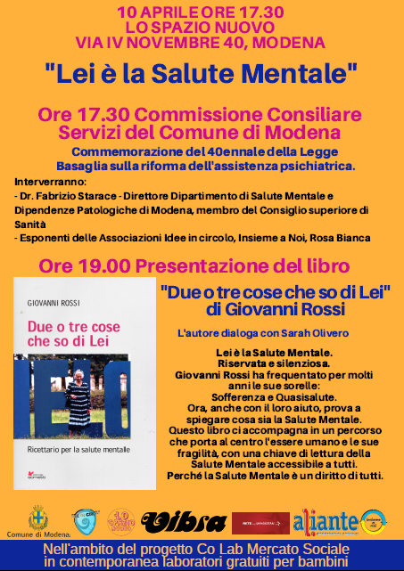 Salute Mentale: Commissione consiliare e presentazione del libro di Giovanni Rossi