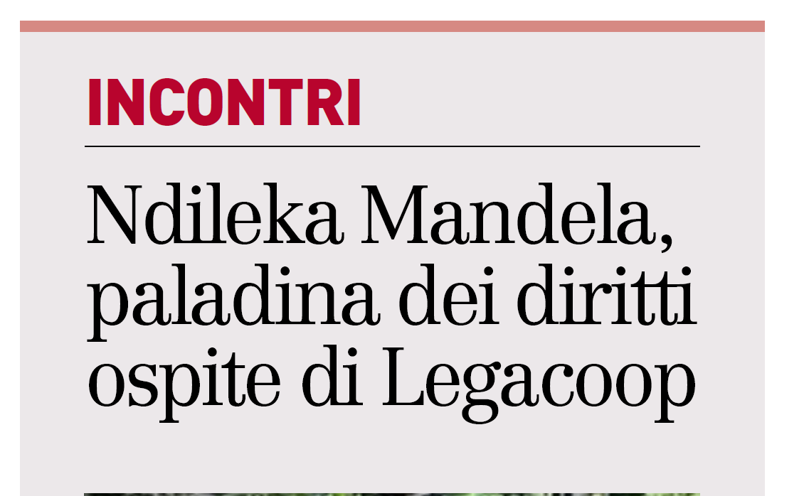 Ndileka Mandela, paladina dei diritti ospite di Legacoop