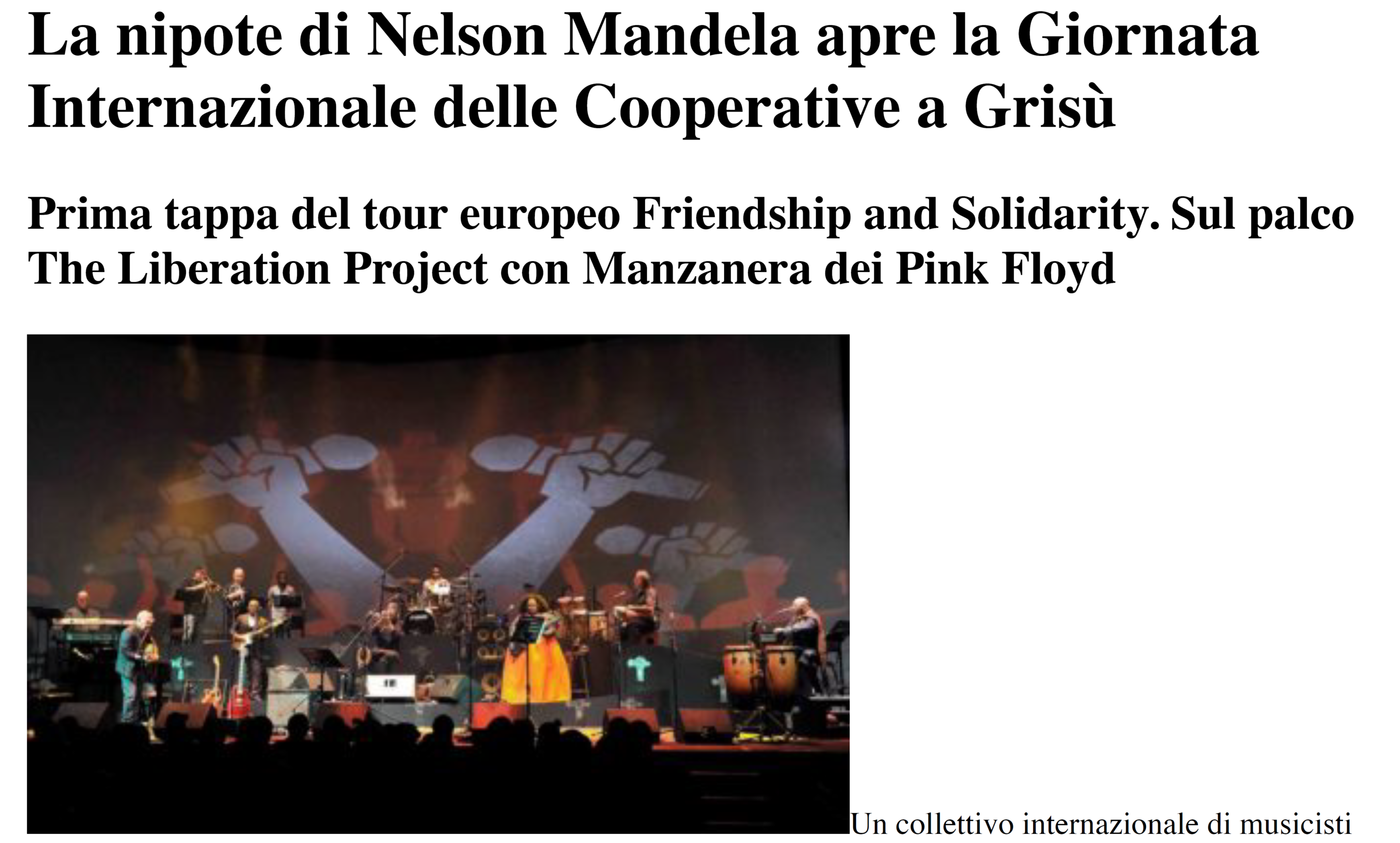 La nipote di Nelson Mandela apre la Giornata Internazionale delle Cooperative a Grisù
