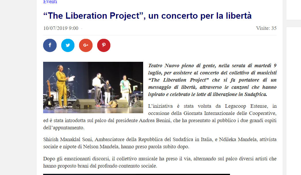 “The Liberation Project”, un concerto per la libertà