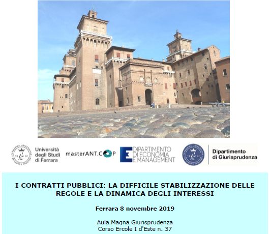 I contratti pubblici: la difficile stabilizzazione delle regole e la dinamica degli interessi. Un convegno a Ferrara l’8 novembre