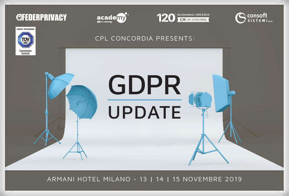 GDPR Update: con CPL Concordia una Master Class il 13-14-15 novembre