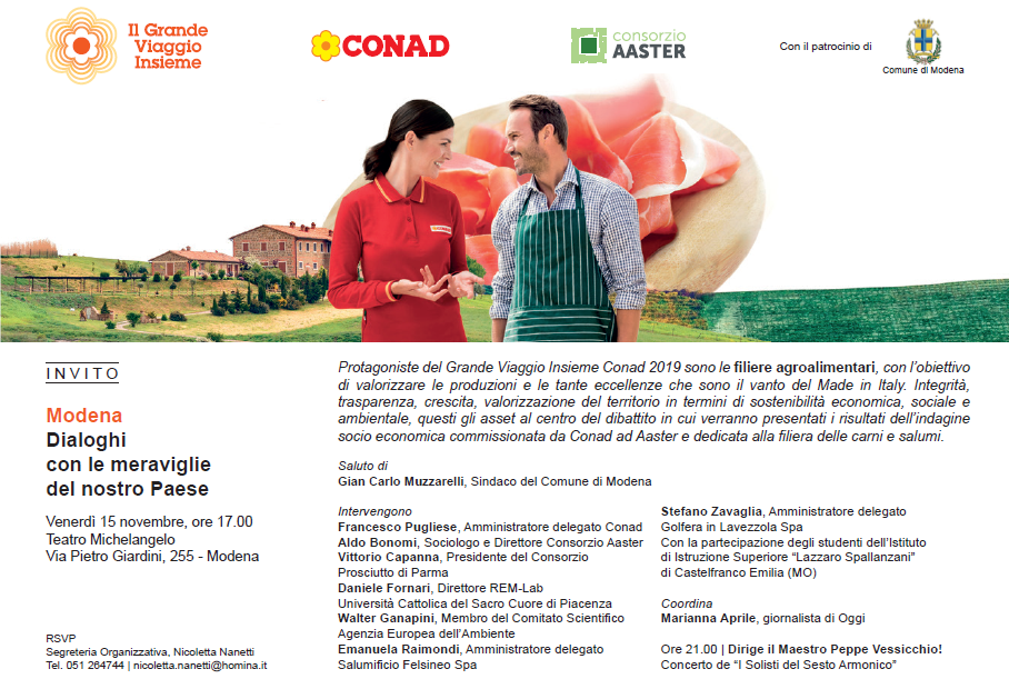 Grande Viaggio Insieme Conad 2019, tappa a Modena con: Dialoghi con le meraviglie del nostro Paese Grande Viaggio Insieme Conad 2019, tappa a Modena con: Dialoghi con le meraviglie del nostro Paese