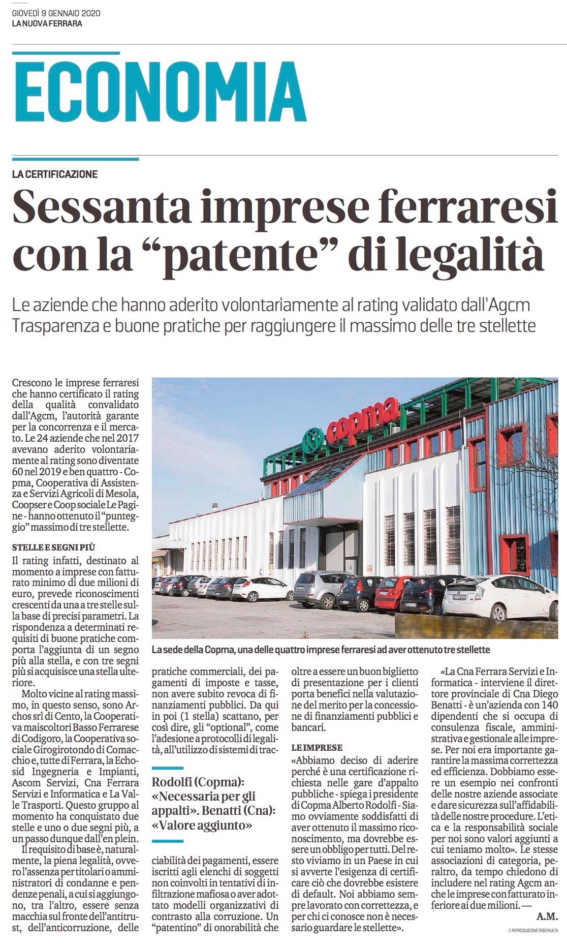 Rating di legalità: 4 cooperative ferraresi con il massimo del punteggio