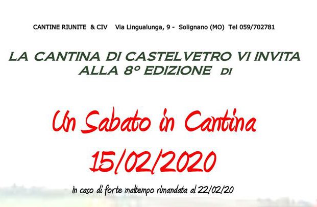 Cantine Riunite & Civ: alla Cantina di Castelvetro 8^ edizione di “Un Sabato in Cantina”