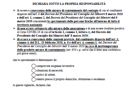 Misure #coronavirus: nuovo modulo per l’autocertificazione, 17 marzo 2020