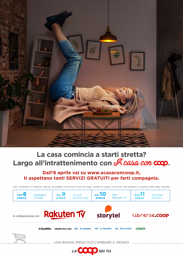 A CASA CON COOP: arriva l’intrattenimento con Rakuten TV, Storytel e librerie.coop per le persone che sono a casa