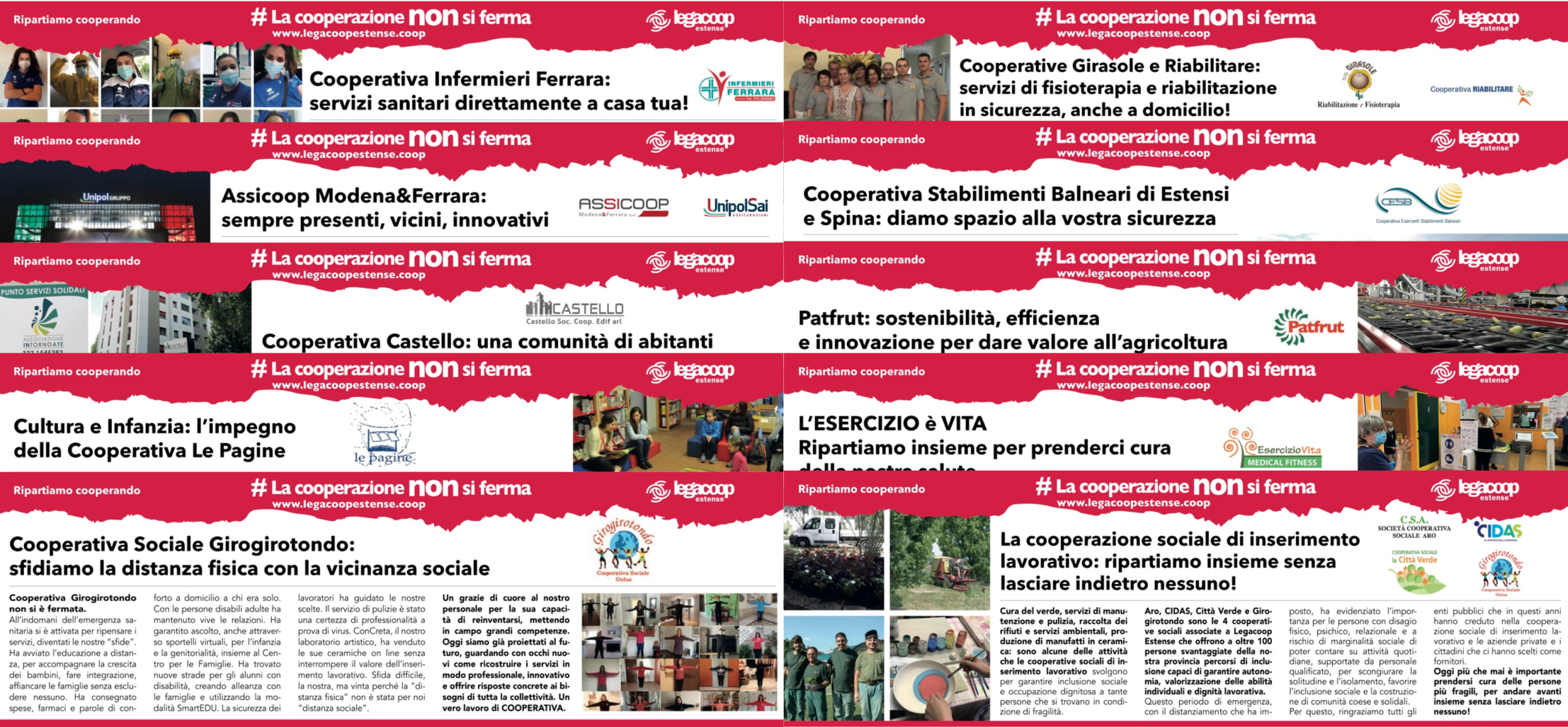 #lacooperazionenonsiferma: ecco tutte le inserzioni pubblicate su La Nuova Ferrara