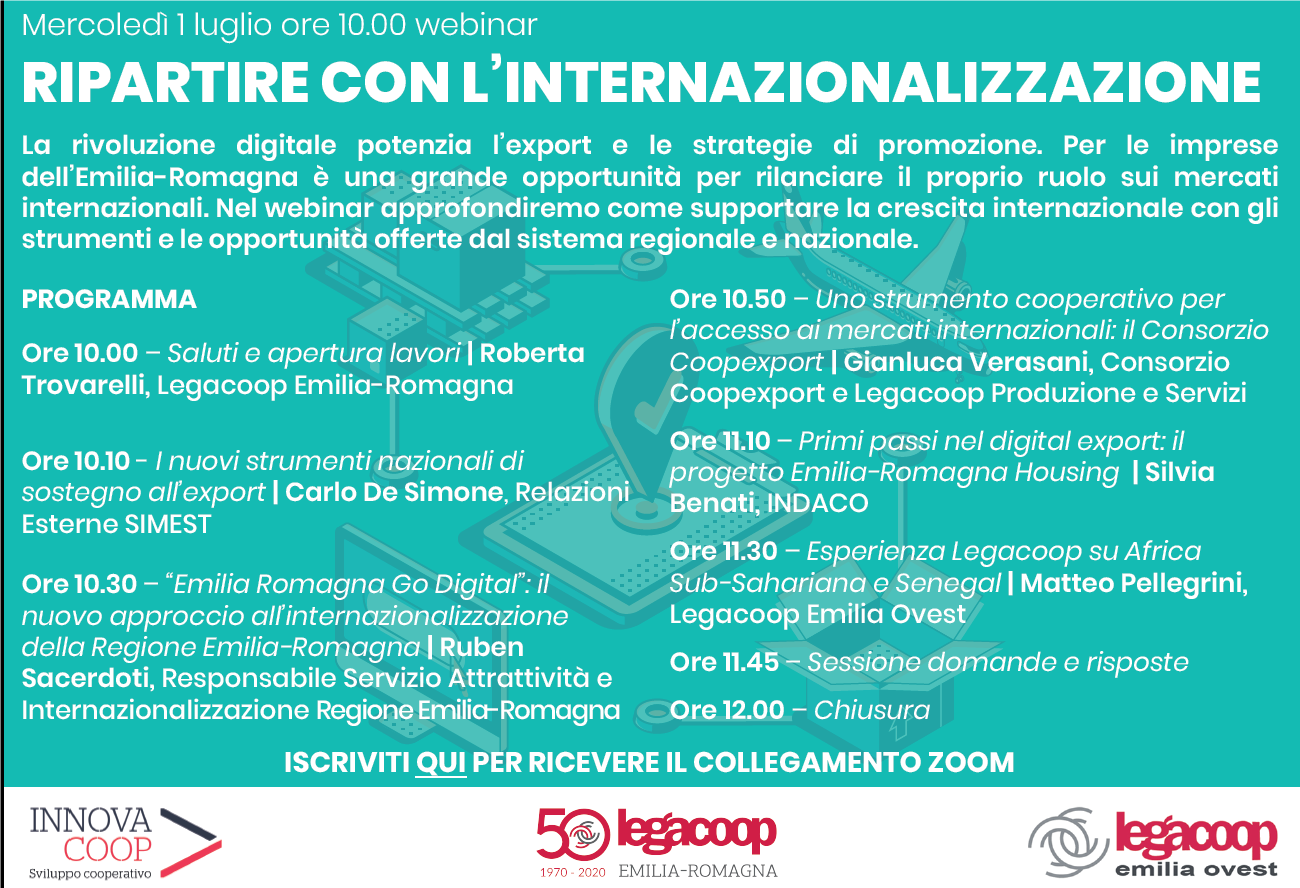 Ripartire con l’internazionalizzazione: webinar mercoledì 1 luglio