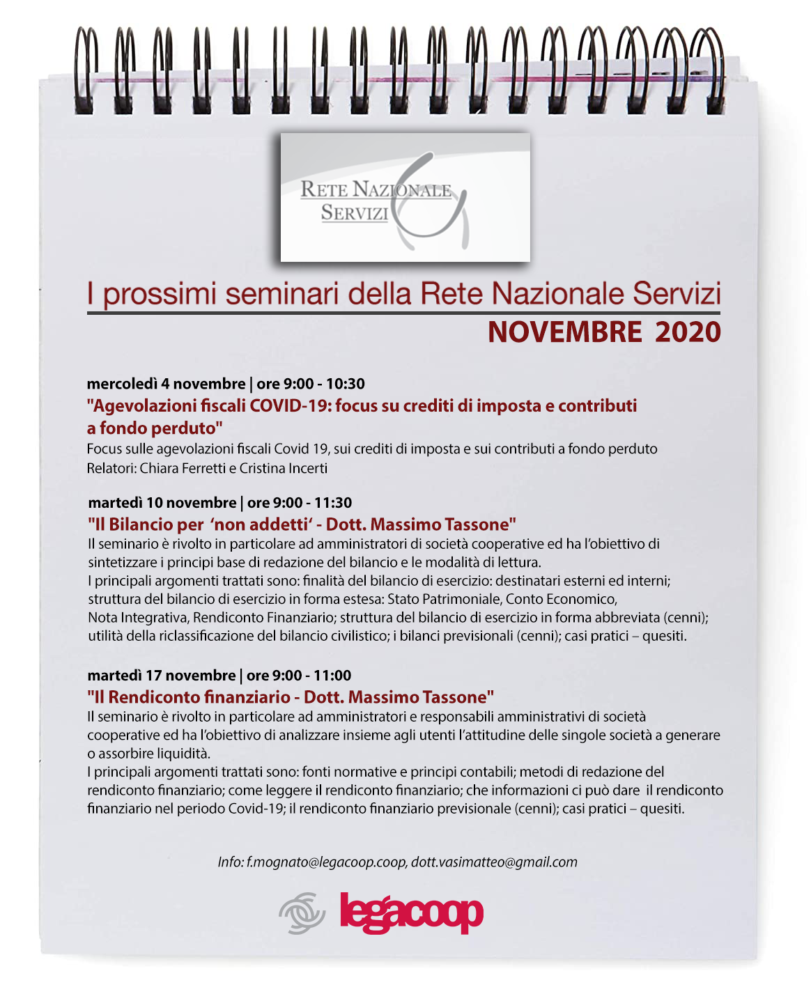Rete Nazionale Servizi: tutti i webinar di novembre e dicembre 2020