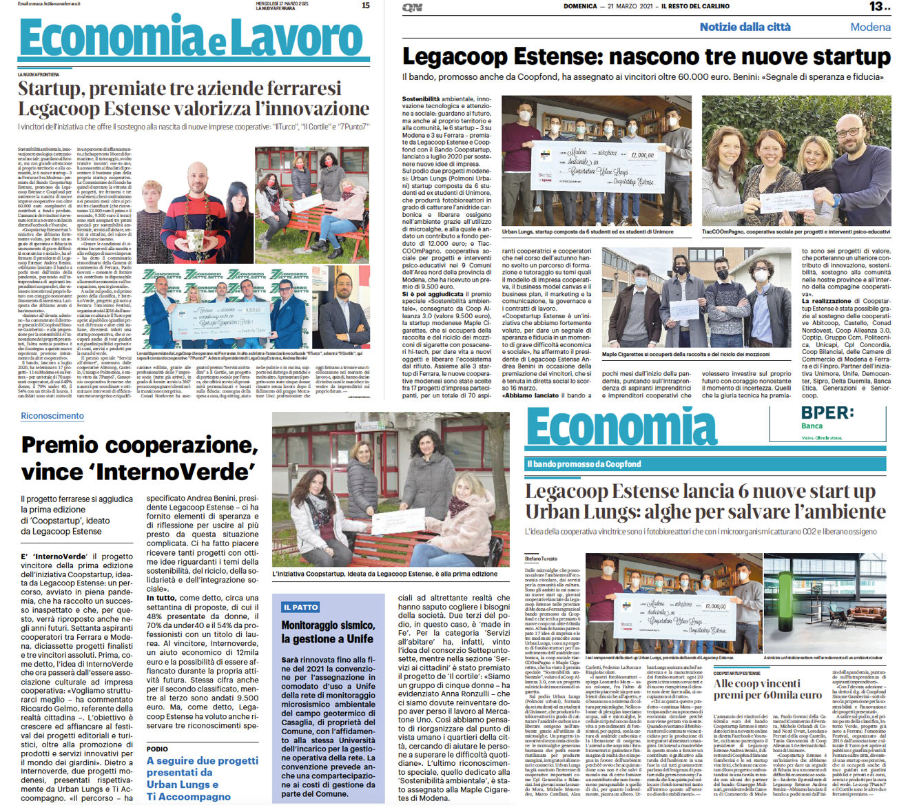 Coopstartup Estense. La premiazione 16 marzo 2021