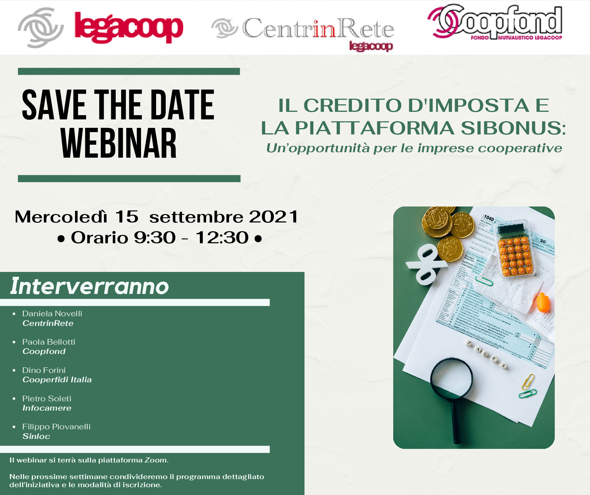 Save the date 15 settembre: Webinar Credito d’imposta