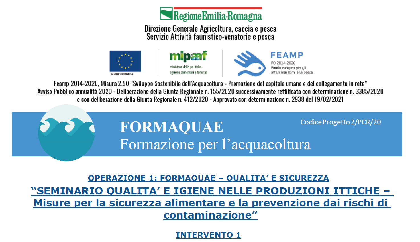 FORMAQUAE: Formazione per l’acquacoltura – 28 settembre 2021