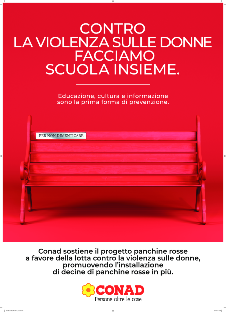 Nella provincia di Modena, Conad Nord Ovest ed i Soci sul territorio donano 27 panchine rosse per sostenere le donne vittime di violenza