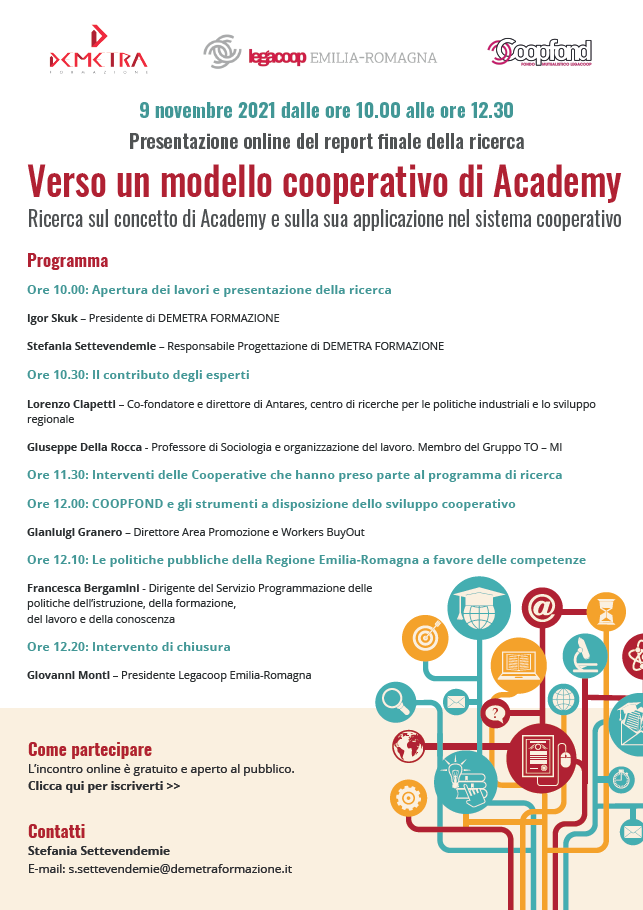 Verso un modello cooperativo di Academy – 9 novembre 2021 dalle ore 10.00 alle ore 12.30