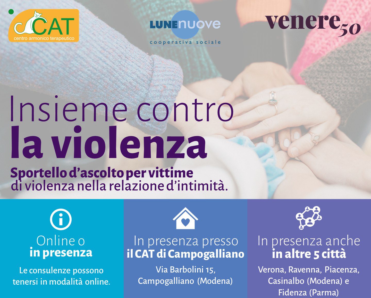 CAT Centro Armonico Terapeutico presenta lo Sportello d’ascolto per vittime di violenza nella relazione d’intimità