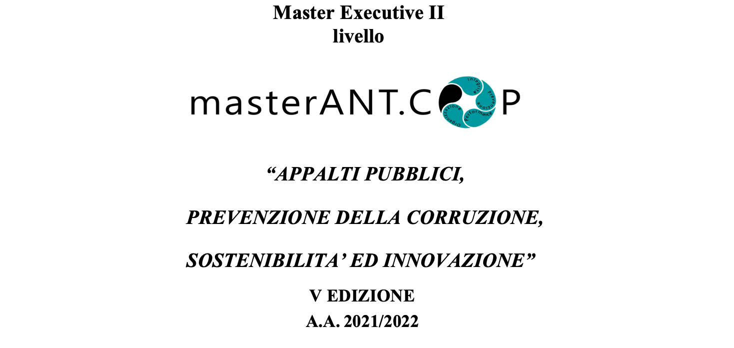 Ant.Cop: aperte fino al 5 aprile le iscrizioni al Master Unife in Appalti pubblici, prevenzione della corruzione, sostenibilità ed innovazione