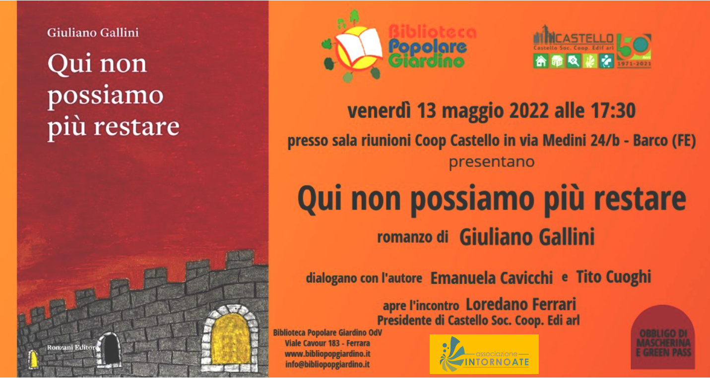 “Qui non possiamo più restare”: il 13 maggio in coop di abitanti Castello la presentazione e del libro di Giuliano Gallini