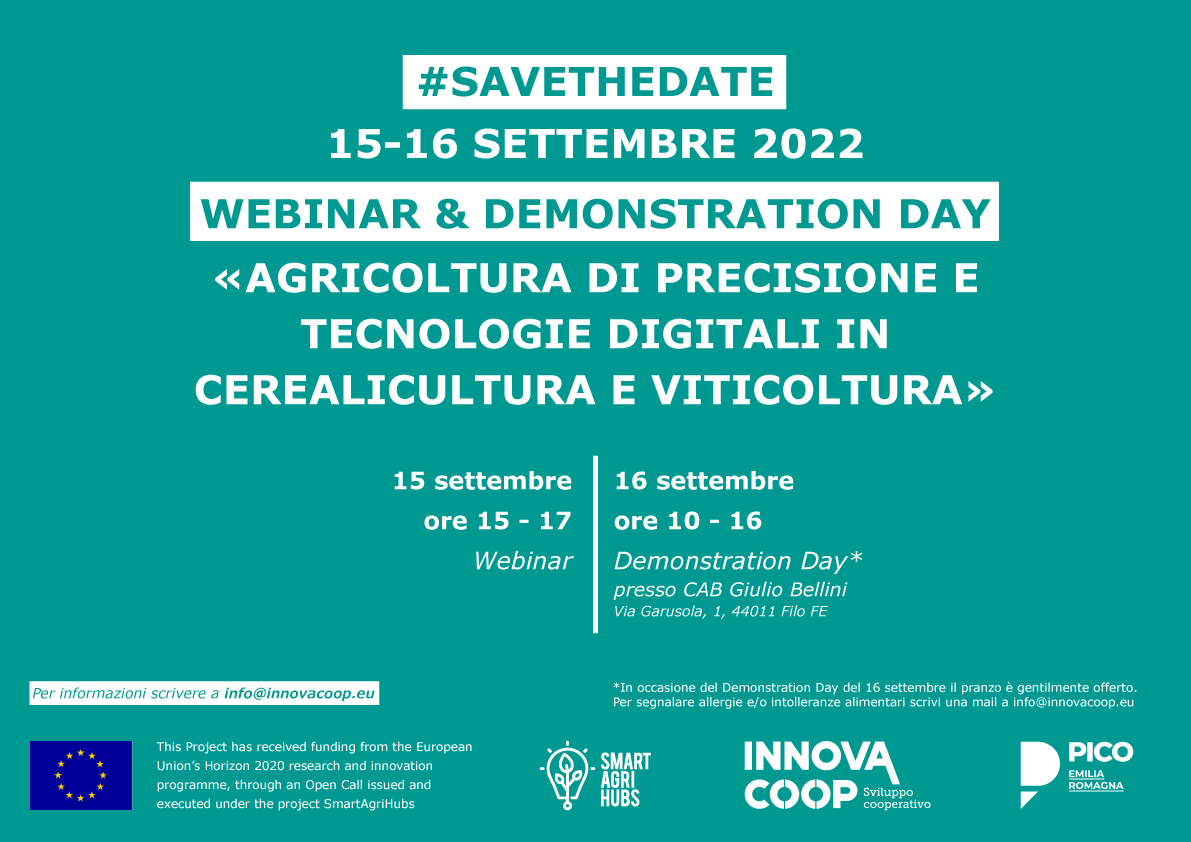 SAVE THE DATE: GoINN4Digital – Agricoltura di precisione e tecnologie digitali in cerealicultura e viticultura | 15-16 settembre
