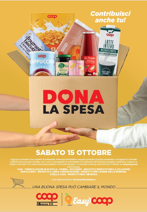 A Modena e a Ferrara sabato 15 ottobre nei negozi di Coop Alleanza 3.0 la raccolta di beni di prima necessità “Dona la spesa” A Modena e a Ferrara sabato 15 ottobre nei negozi di Coop Alleanza 3.0 la raccolta di beni di prima necessità “Dona la spesa”