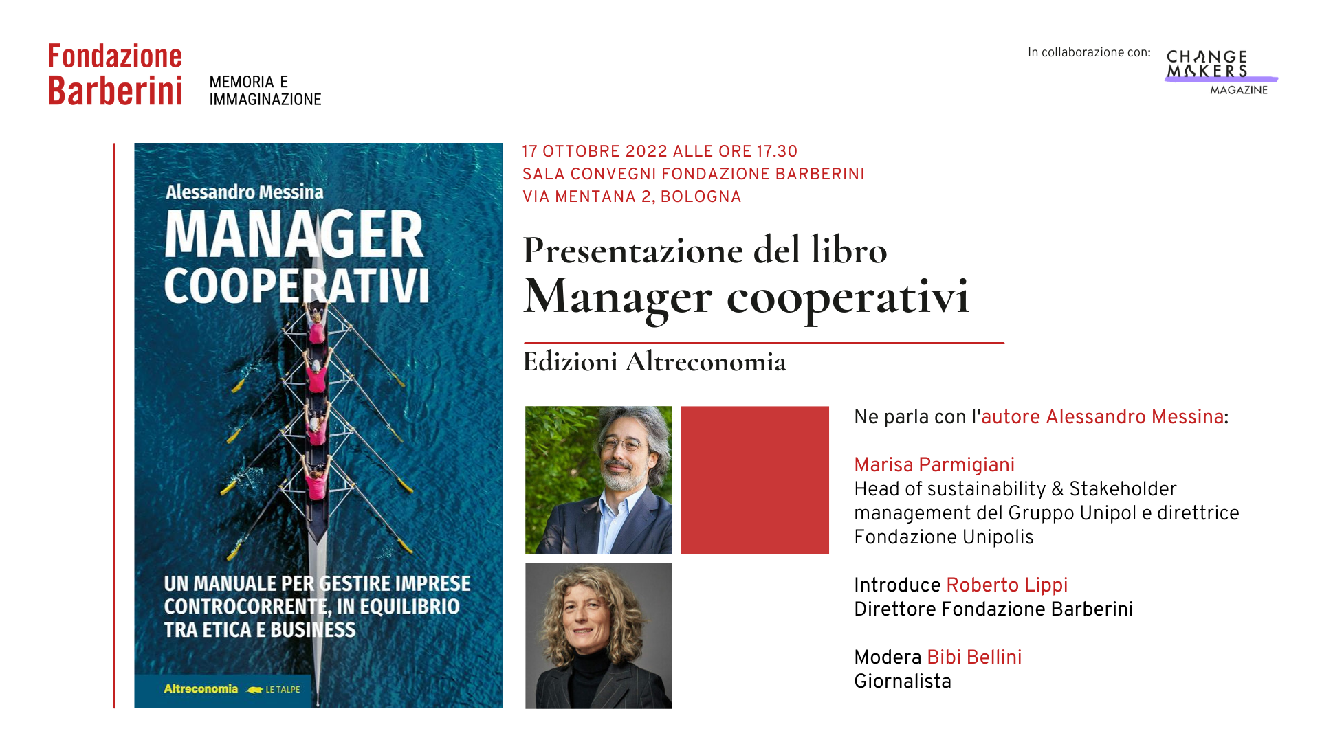 Presentazione del libro “Manager cooperativi” 17 ottobre 2022 alle ore 17.30
