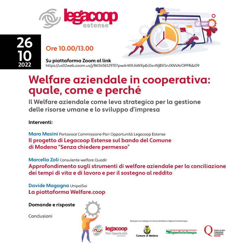 Welfare aziendale in cooperativa: quale, come e perchè – Webinar 26 ottobre dalle 10 alle 13 Welfare aziendale in cooperativa: quale, come e perchè – Webinar 26 ottobre dalle 10 alle 13