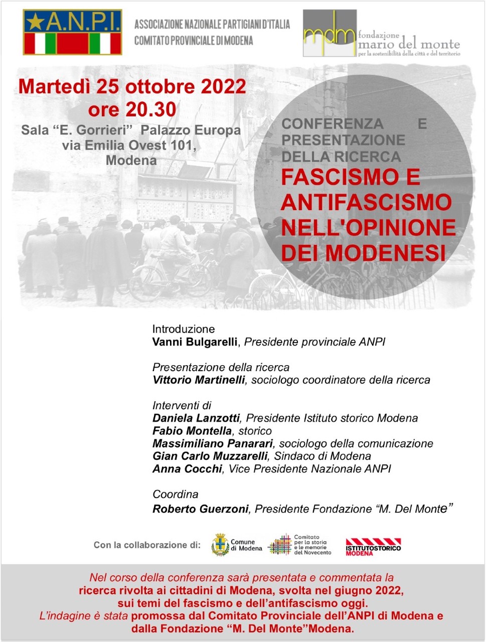 25 OTTOBRE – “Fascismo e antifascismo nell’opinione dei modenesi”