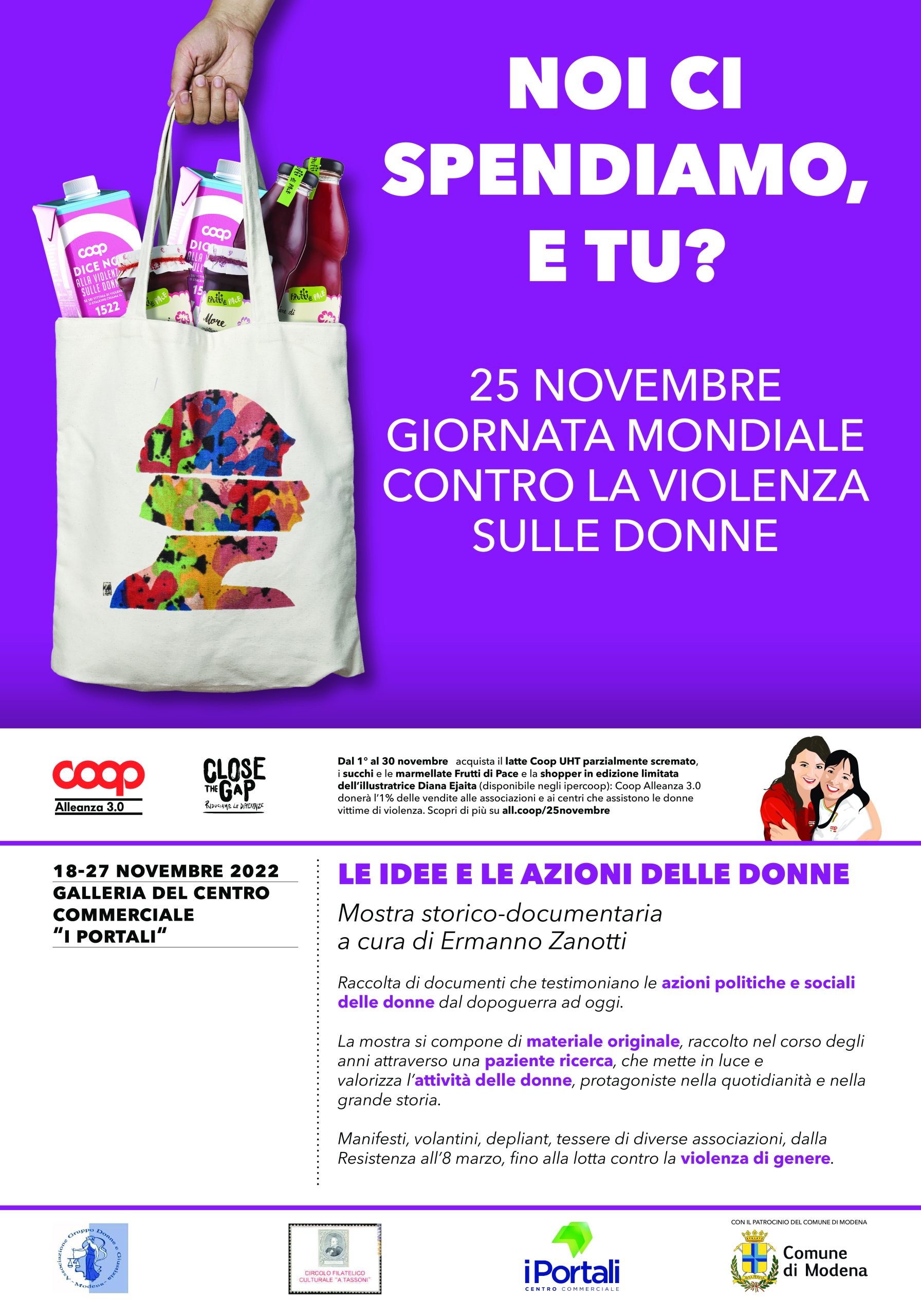 A MODENA A NOVEMBRE COOP ALLEANZA 3.0 “SI SPENDE” PER LA GIORNATA CONTRO LA VIOLENZA SULLE DONNE