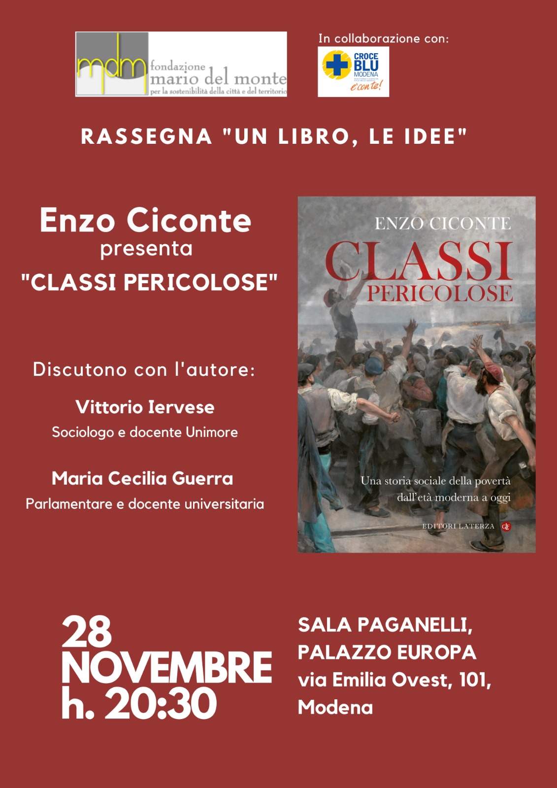 SAVE THE DATE: IL 28 NOVEMBRE ALLE 20.30 ENZO CICONTE PRESENTA IL LIBRO “CLASSI PERICOLOSE”