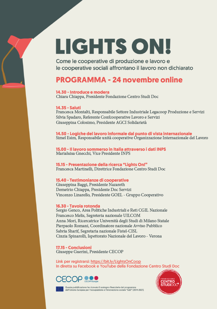 Lights On: conferenza online su cooperative e lavoro sommerso