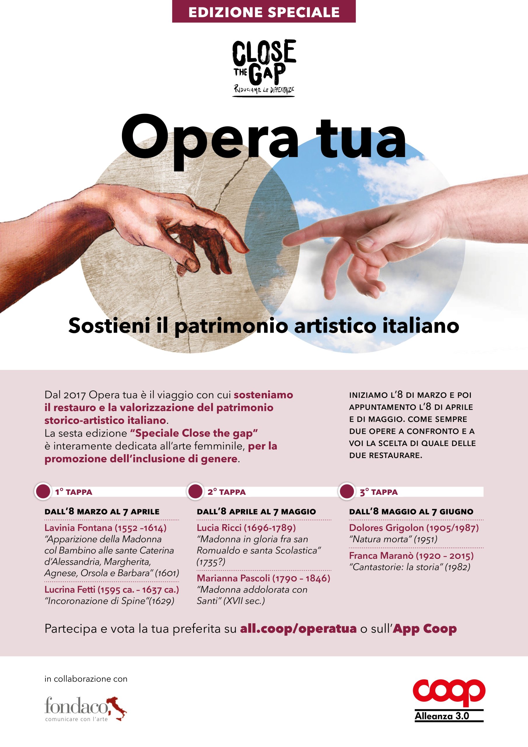 Coop Alleanza 3.0 dedica la sesta edizione di “Opera tua” interamente all’arte femminile per la promozione dell’inclusione di genere