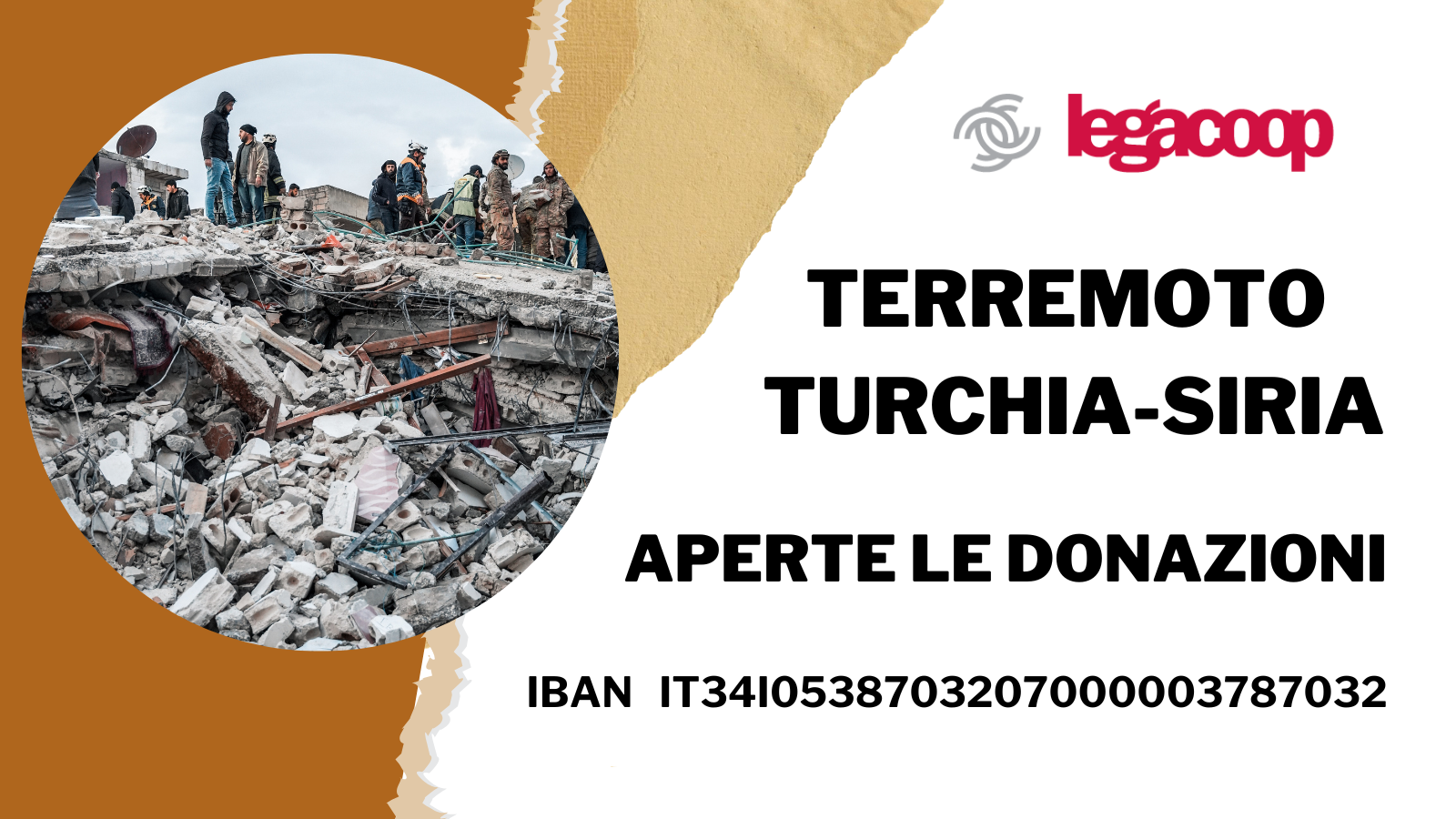 Terremoto in Turchia e Siria: Legacoop apre un conto corrente per la raccolta fondi a sostegno delle popolazioni colpite