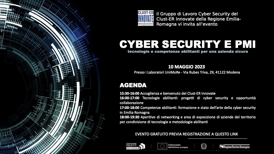 CYBER SECURITY E PMI: il 10 maggio a Modena l’evento di Cluster-ER Innovate