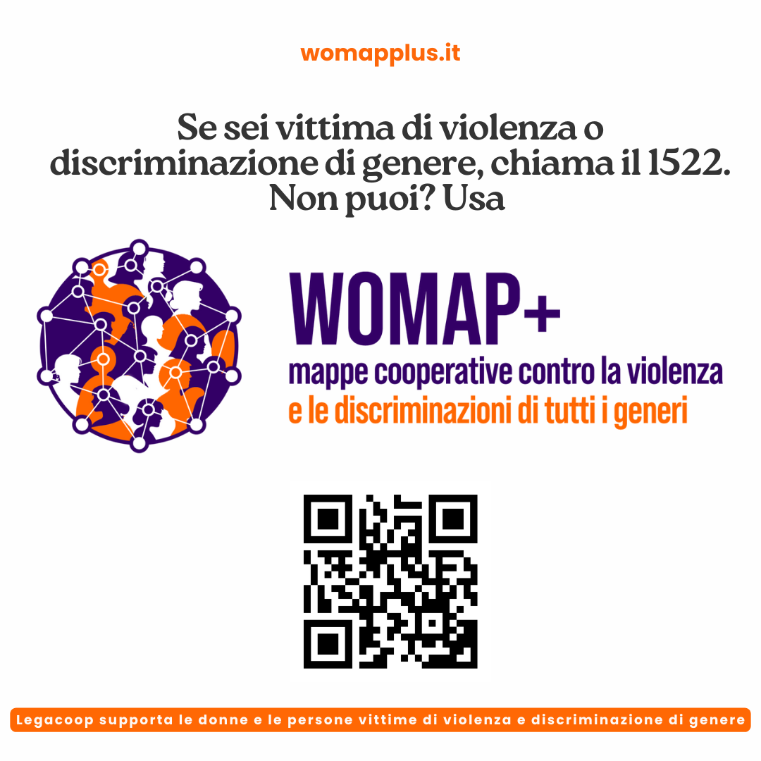 Violenza di genere: Legacoop attiva WOMAP+, piattaforma digitale per il sostegno alle vittime; 18 tipologie di servizi offerti da cooperative sociali in 16 regioni