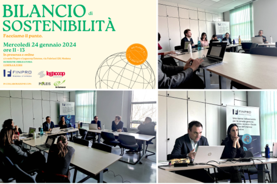 Bilancio di sostenibilità: all’incontro del 24 gennaio presentata la convenzione promossa da Legacoop Estense e Finpro per le coop associate