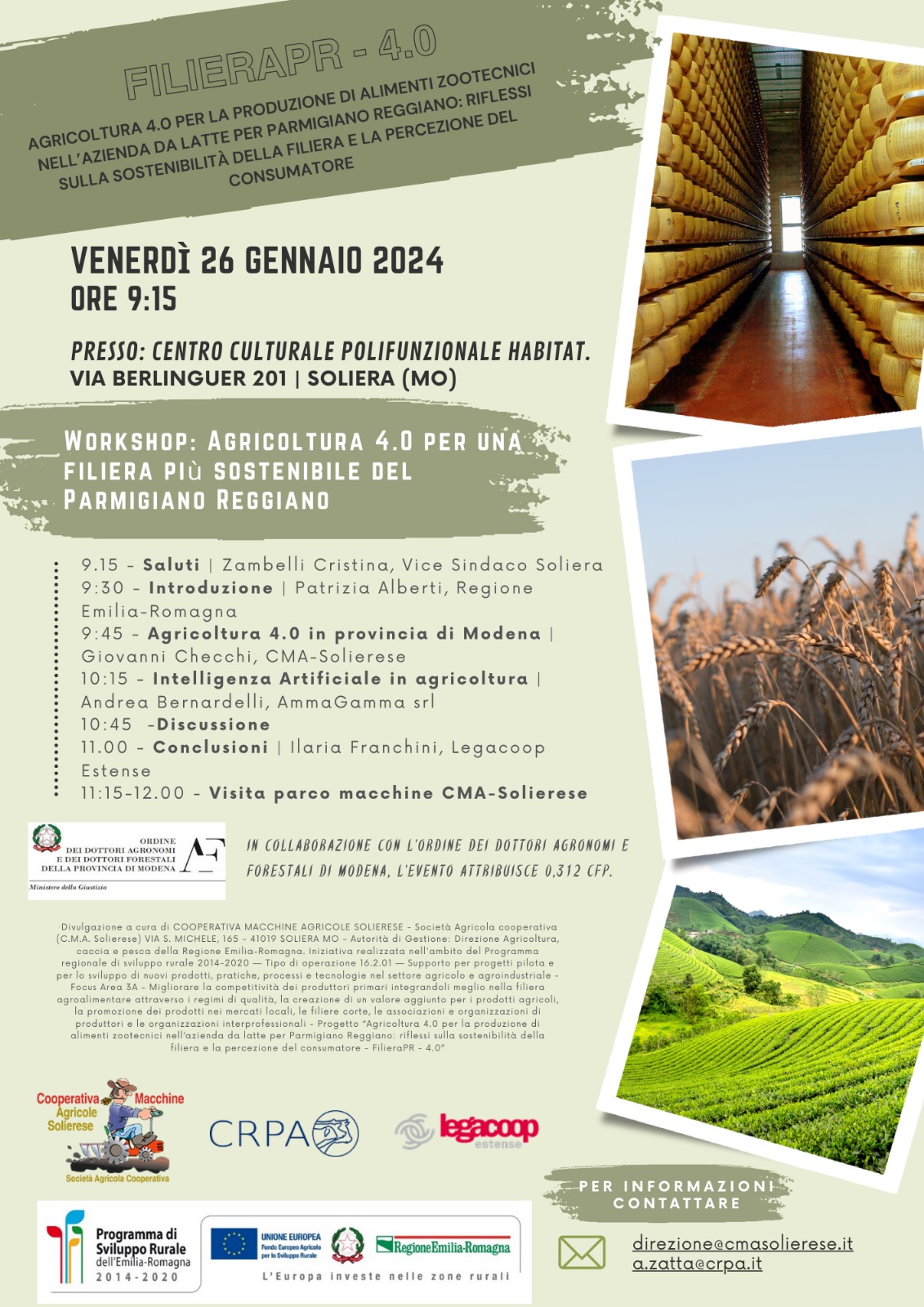 Agricoltura 4.0 per una filiera più sostenibile del Parmigiano Reggiano: workshop 26 gennaio