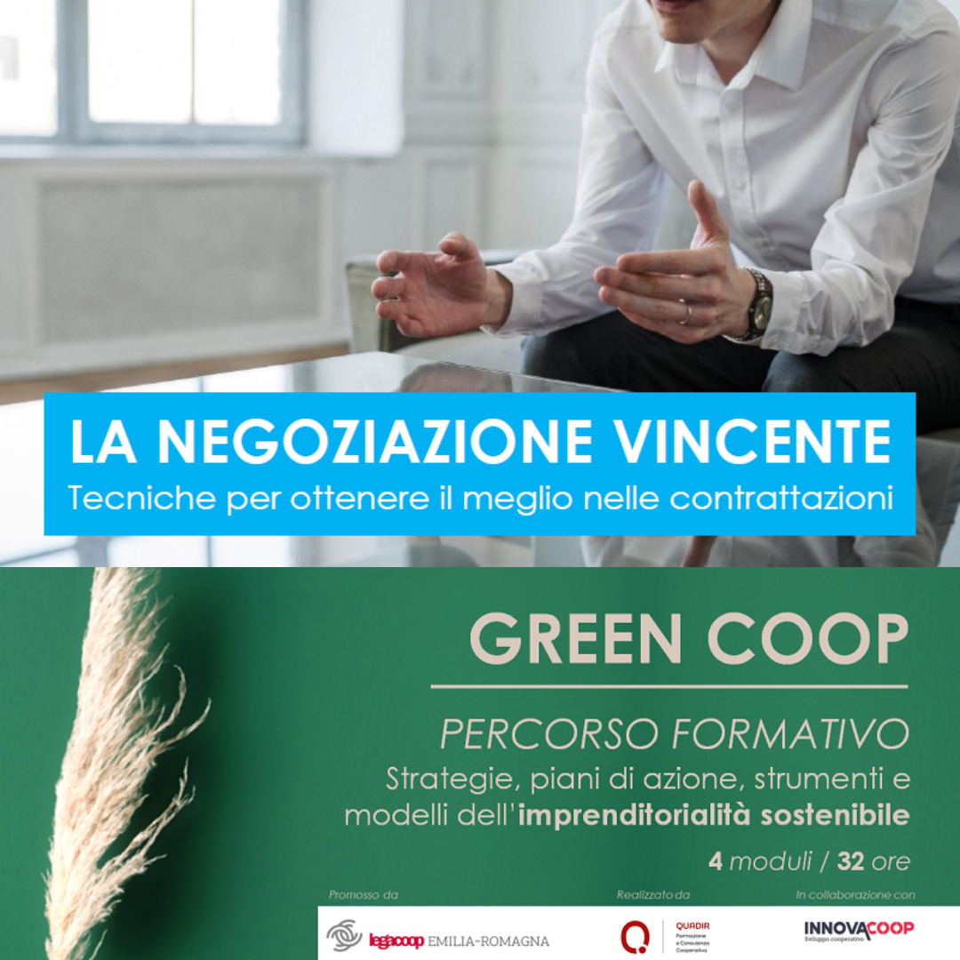 GREEN COOP e Negoziazione vincente: aperte le iscrizioni per due corsi Quadir